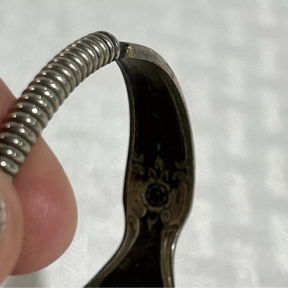 Vintage Handmade Spoon Handle SPRING 2.5" Bracelet Silver Plate INITIALED "N" - Picture 6 of 8